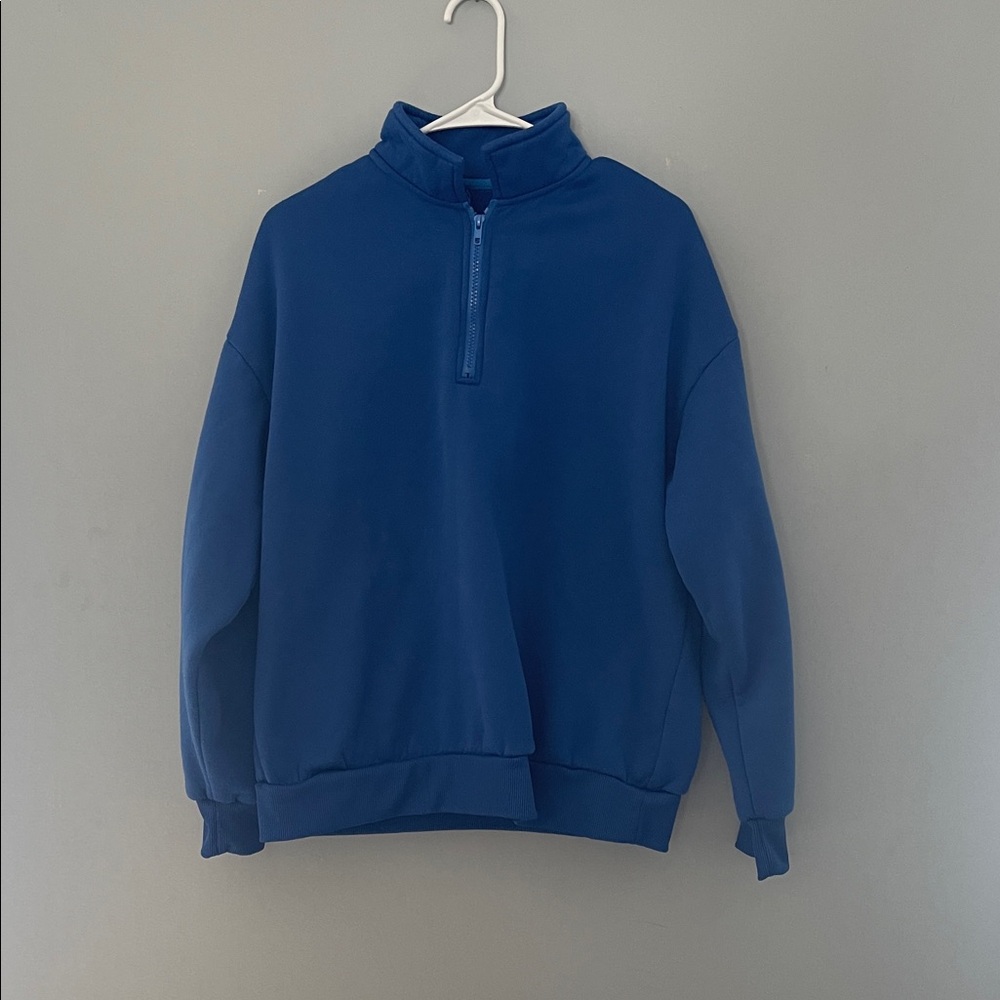 SHEIN Women's Blue Half-Zip Sweatshirt